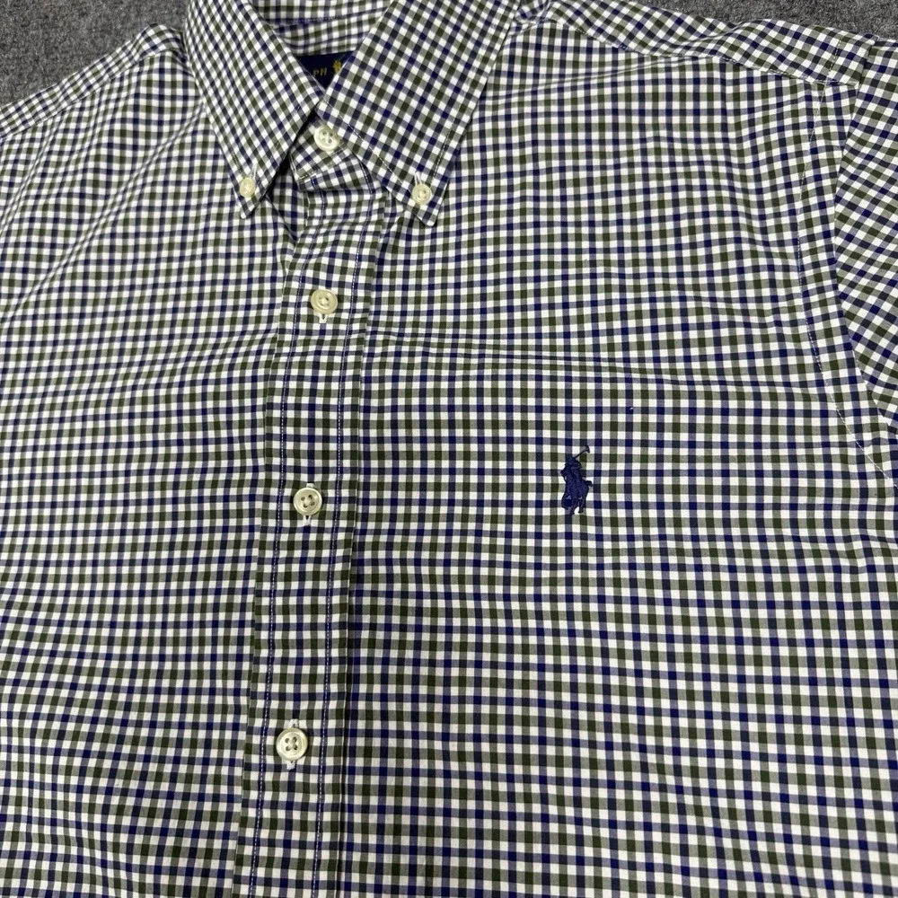 Polo Ralph Lauren Men's Gingham Check Button Down Shirt Blue Green Medium